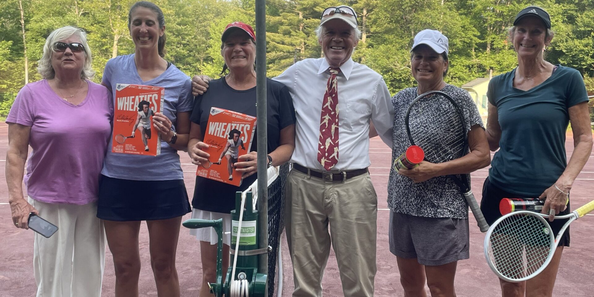 Photos from the ladies 5.0 exhibition 2024. Note the limited edition Wheaties box with Billie Jean King.